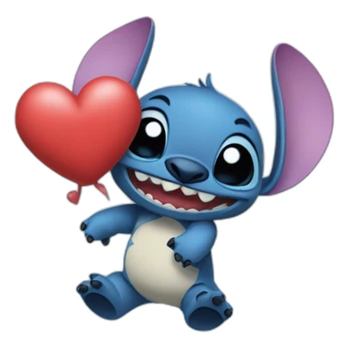 Stich con un corazón diciendo hola bombón sticker