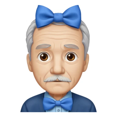old man tied with blue bow sticker