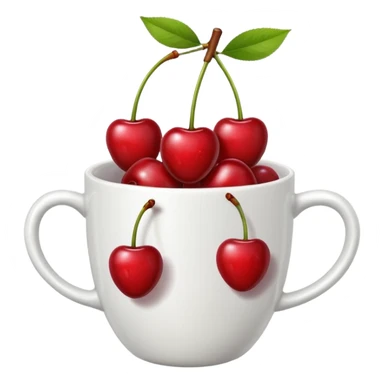 5pcs Fruit Cherry red on a cup. Fucos camera on the top of the cup sticker