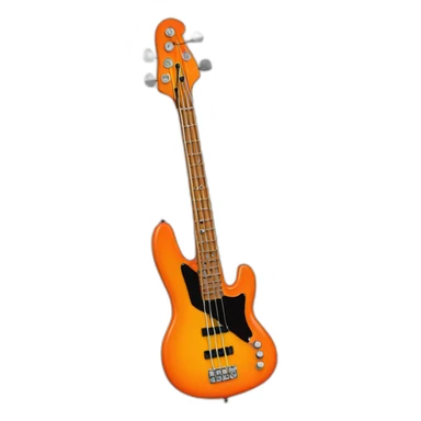 4 string electric bass with an orange body sticker