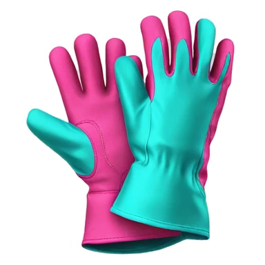 Realistic metallic hot pink and turquoise work gloves isolated.  sticker