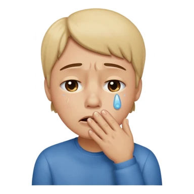 tears with hand on mouth sticker