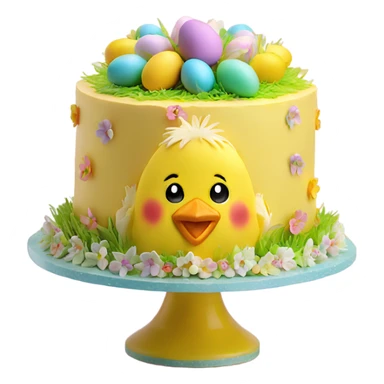 beautifully decorated 2 tier Easter chick cake sticker