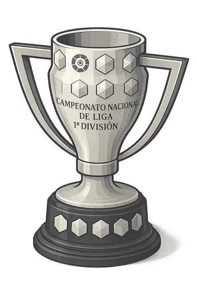 Фотореалистичный и изометричный кубок La Liga, объемный чуть слегка рисованный стиль, прозрачный фон sticker