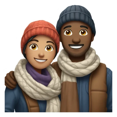 smiling couple in winter scene sticker