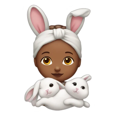 Newborn with bunny headband sticker