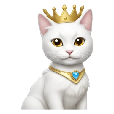 White cat wearing a princess costume  sticker