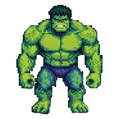 the hulk character in pixel art style sticker