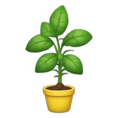 Among us jaune avec une plante verte sur la tête sticker