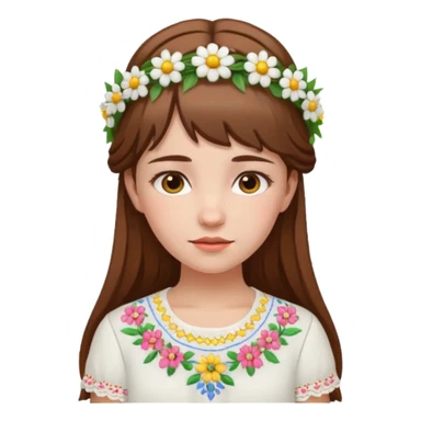 Ukrainian girl in a white embroidered shirt with a flower crown on her head sticker