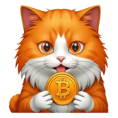 Cat eating bitcoin sticker