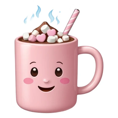 Corazón Light Pink mug of hot chocolate with marshmallows  sticker