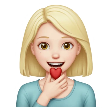 girl choking herself while smiling sticker