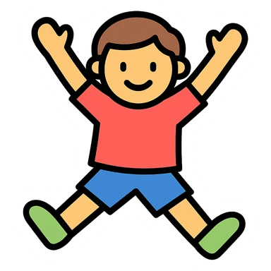 kids jumping icon with lineal color and black outlines sticker