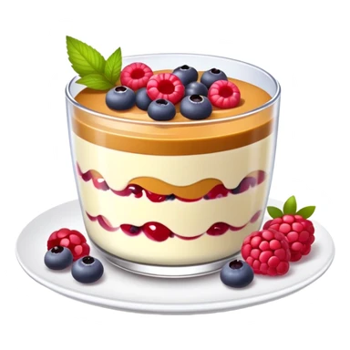 Chai pudding with fruit sticker
