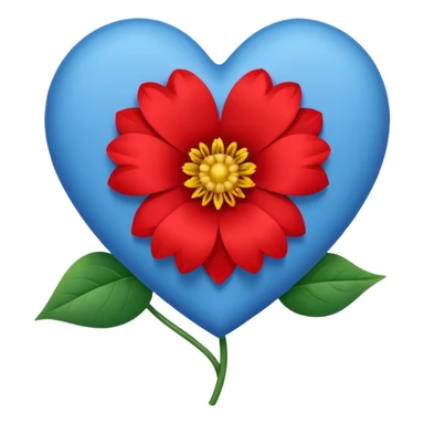 blue heart with one flower sticker