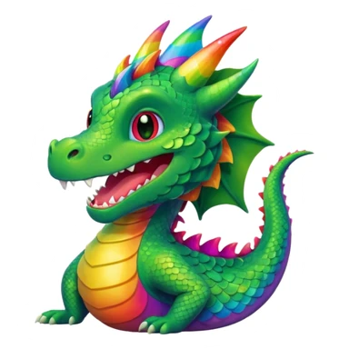 a laughing dragon breathing rainbow sticker