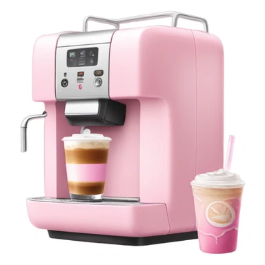 Light pink coffee machine and pink iced latte sticker