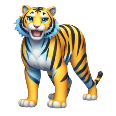 Colorful Shiny Kawaii Cute Blue-striped Tiger-Fakémon-Pokémon full body sticker