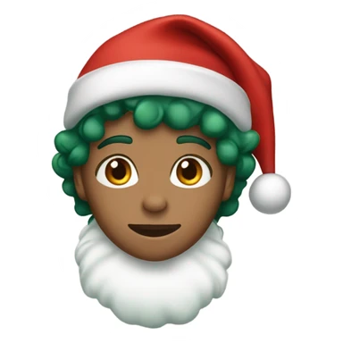Unisex person light skin short curly dark green hair in a red Santa hat  sticker