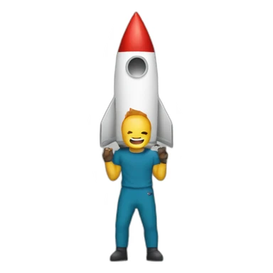 chris bumsthead lifting a rocket sticker