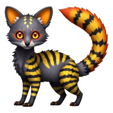 Rare warm-colored exotic edgy epic aesthetic gloomy spooky dark modern colorful cyber-Genet-Trico-species-Fakemon-hybrid-creature, with beautiful intricate markings, full body sticker