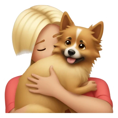 Girl hugs little spitz sticker