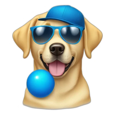Yellow lab dog with sunglasses and blue ball cap sticker