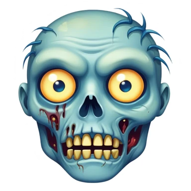 blue zombie face with bright glowing eyes sticker