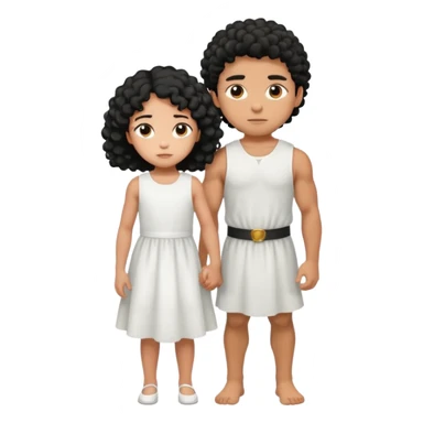 A strong man protecting a shorter girl with curly black hair sticker