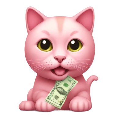baby pink cat with money sticker