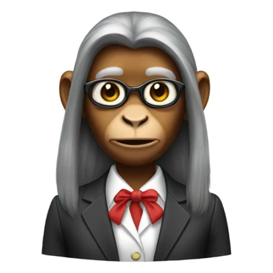 Monkey lady long hair wearing suit jacket  sticker
