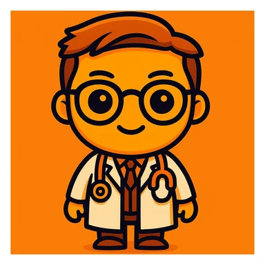 An eye doctor emoji in sticker style with a orange color sticker