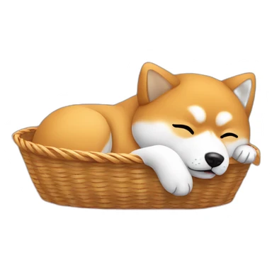 Shiba Inu sleeping in a basket  sticker