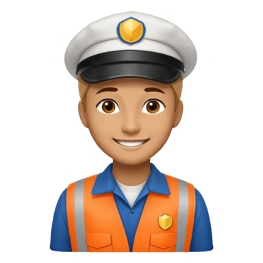 create a realistic emoji of a logistic worker resting on a parking spot sticker