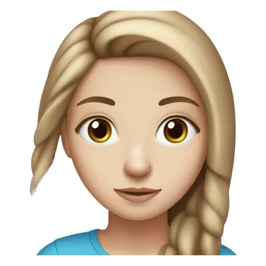 White girl with blue eyes, straight brown hair sticker