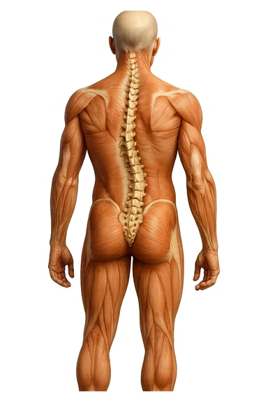 fai un immagine identica che riguarda un esercizio ma mettigli spina dorsale e muscoli in evidenza (anatomica) con colori naturali di un corpo umano. falla iperrealistica anatomica in 4k con spina dorsale storta in evidenza sticker