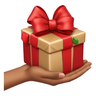 hand holding out a wrapped gift, apple emoji style, simple, clear, no text sticker