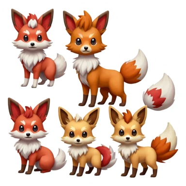 Lycanroc-Vulpix-Fennekin-Eevee-Pokémon-Fakémon-creature sticker