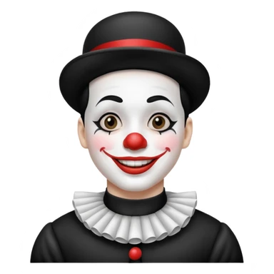 black and white mime clown emoji with white makeup and costume sticker