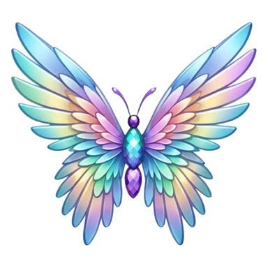 Sparkly glossy Pastel iridescent glass wings  sticker