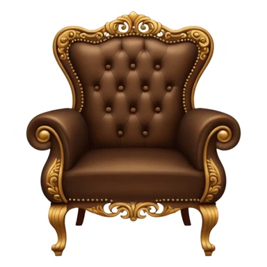antique matrix brown chair, back view, ornate details, iPhone emoji style sticker
