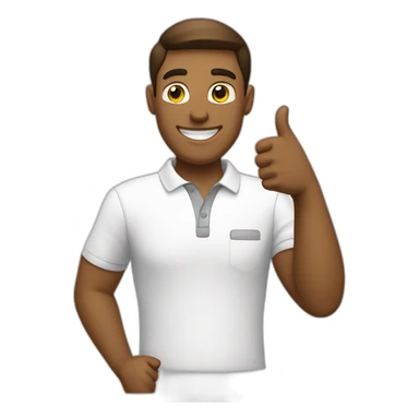 man with white polo making thumbs up sticker