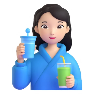 Chinese girl holding a water cup sticker