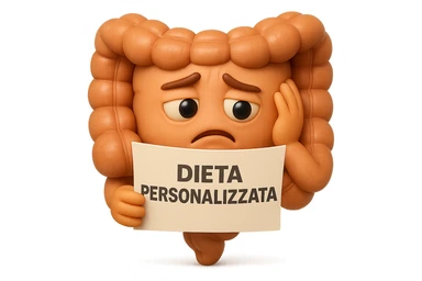 emoji stile iphone 3d di un intestino con mal di pancia che legge un foglio con la scritta "DIETA PERSONALIZZATA", ESPRESSIONE PENSIEROSA, iperrealistico 4k sticker
