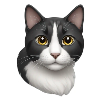 Black grey and white cat  sticker