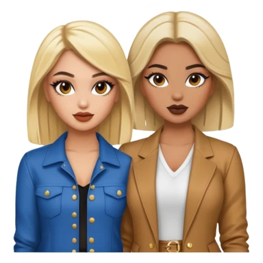 Boujy baddie best friends blonde and brunette, trendy heavy makeup sticker