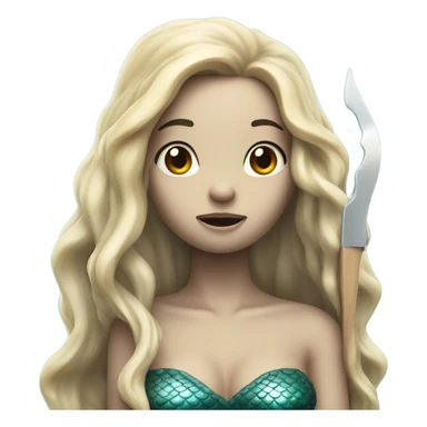 a mermaid crying while holding a knife  sticker