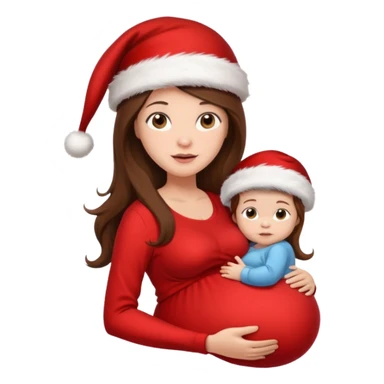 Woman pregnant long  brown hair wirh santa hat "Posing with the baby bump sticker
