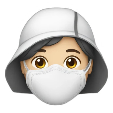 Asian woman wearing white N95 respirator sticker